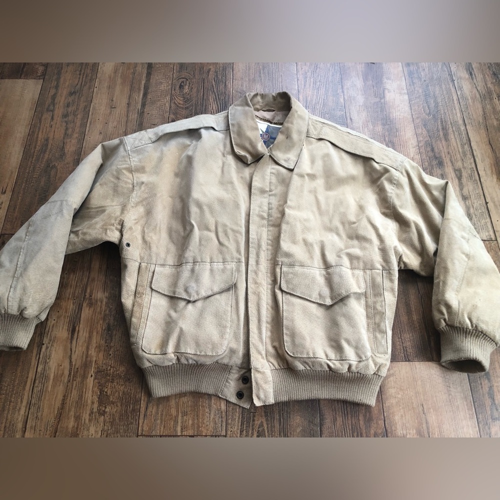 Middlebrook Park Adult Small Light Tan Leather Bomber Biker Jacket Coat Zip Up